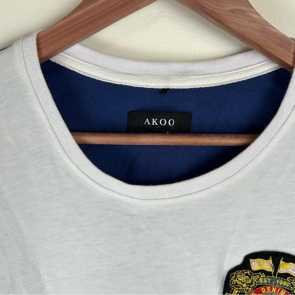 AKOO Men's Vintage Color Block T-Shirt with Akoo Crest sz Medium Y2K - Picture 2 of 11